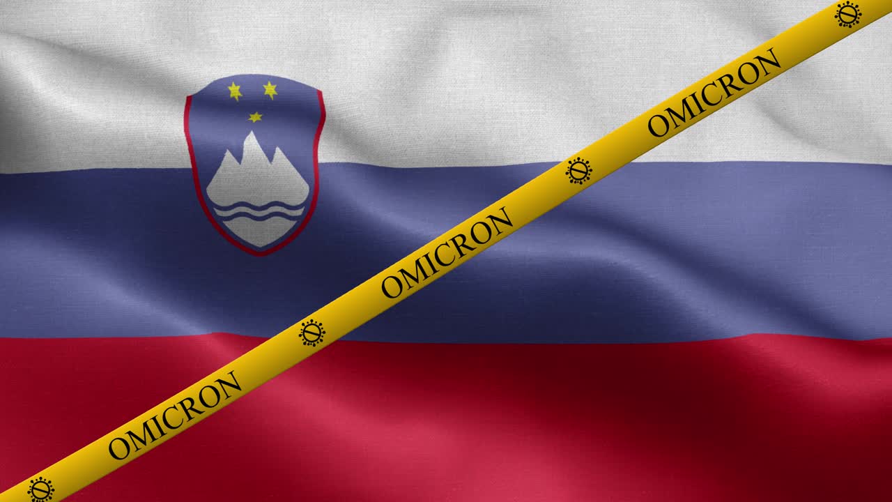슬로베니아 발에 오미크론 변종과 금지 줄무 - 슬로베냐 발