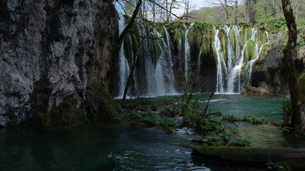 Beautiful Waterfall and Pools in Plitvice Lakes National Park, Croatia