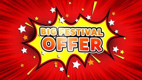 big festival offer text pop art style comic expression.