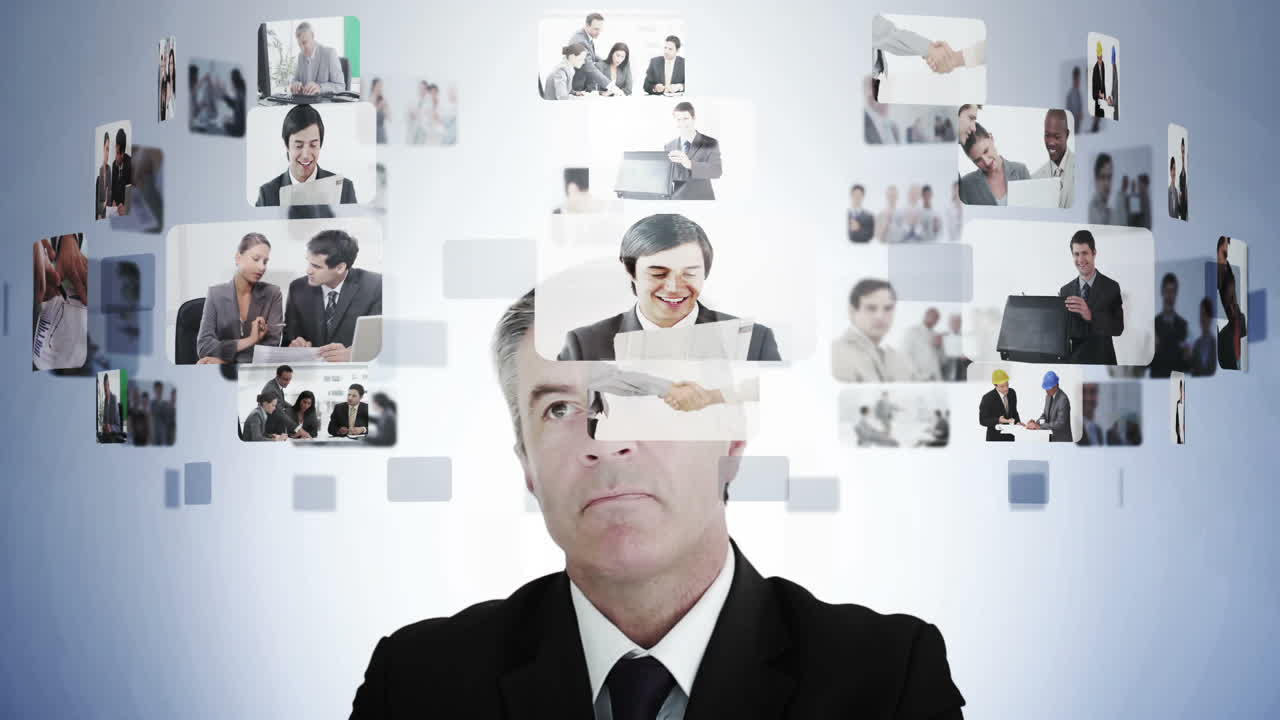 여러 가지 사업 상황 을 고려 하는 사업가