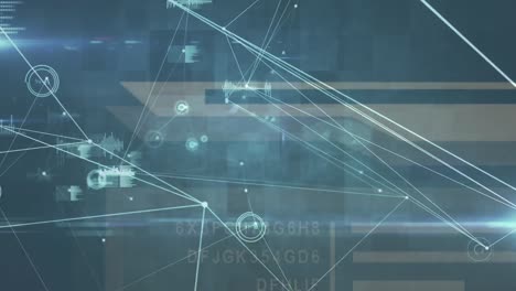 animation of network of connections and data processing on black background