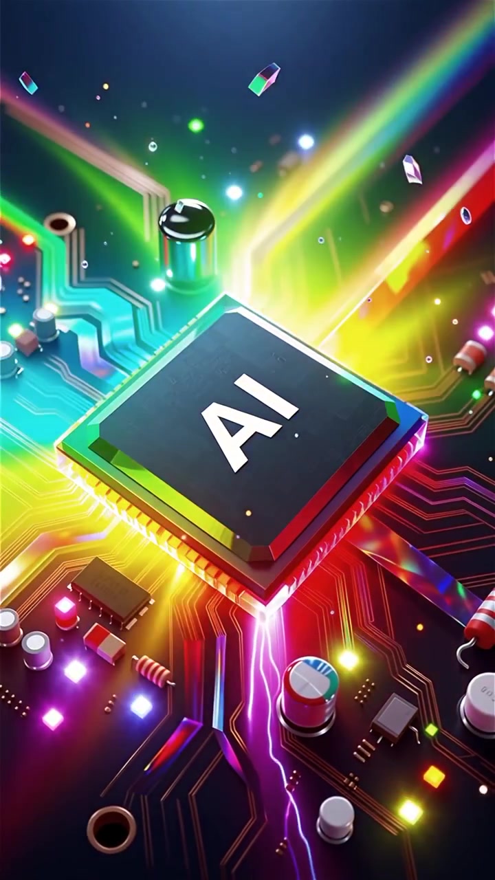 Futuristic AI Chip Motherboard Technology Background