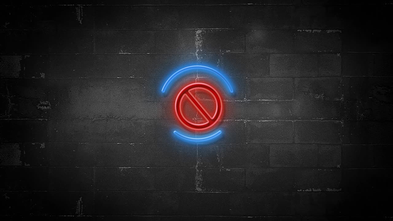 señal prohibida en señal de neón parpadeante en resolución 4k