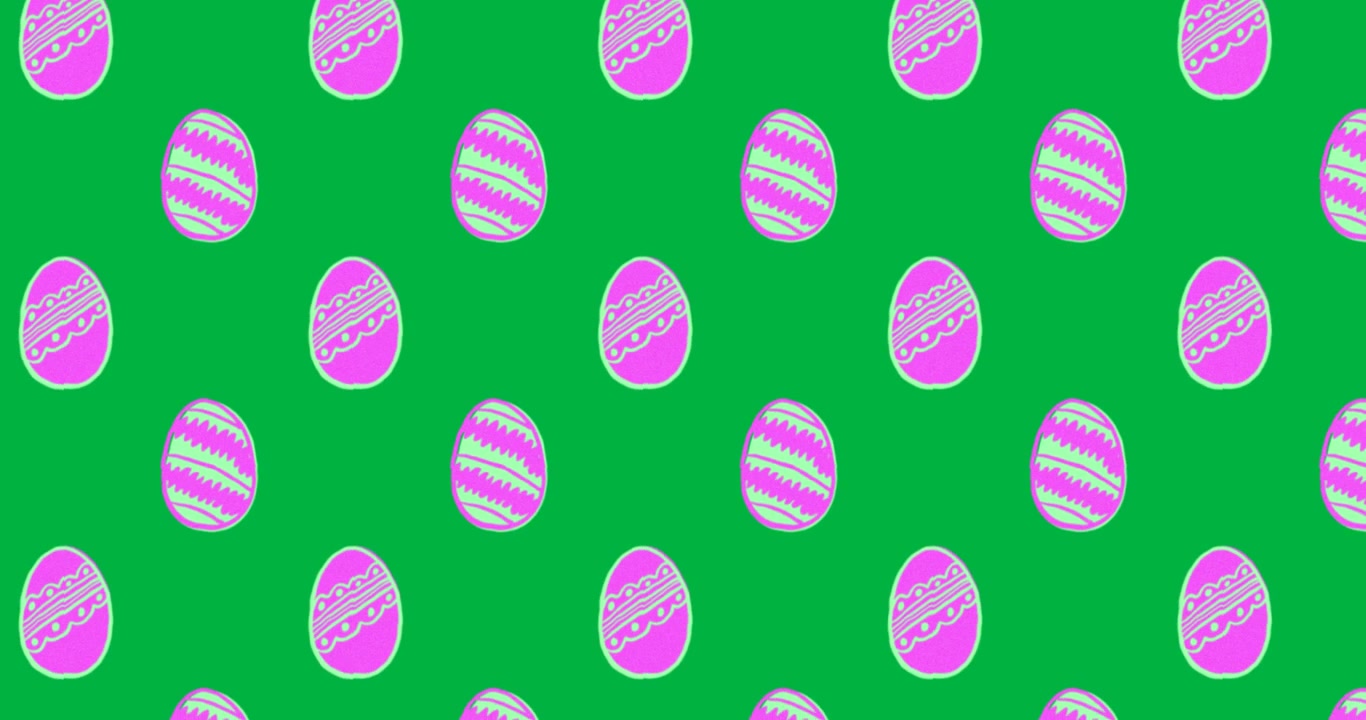 Loop playing, tiled pink eggs scrolling right on transparent tile with fixed black lines for design