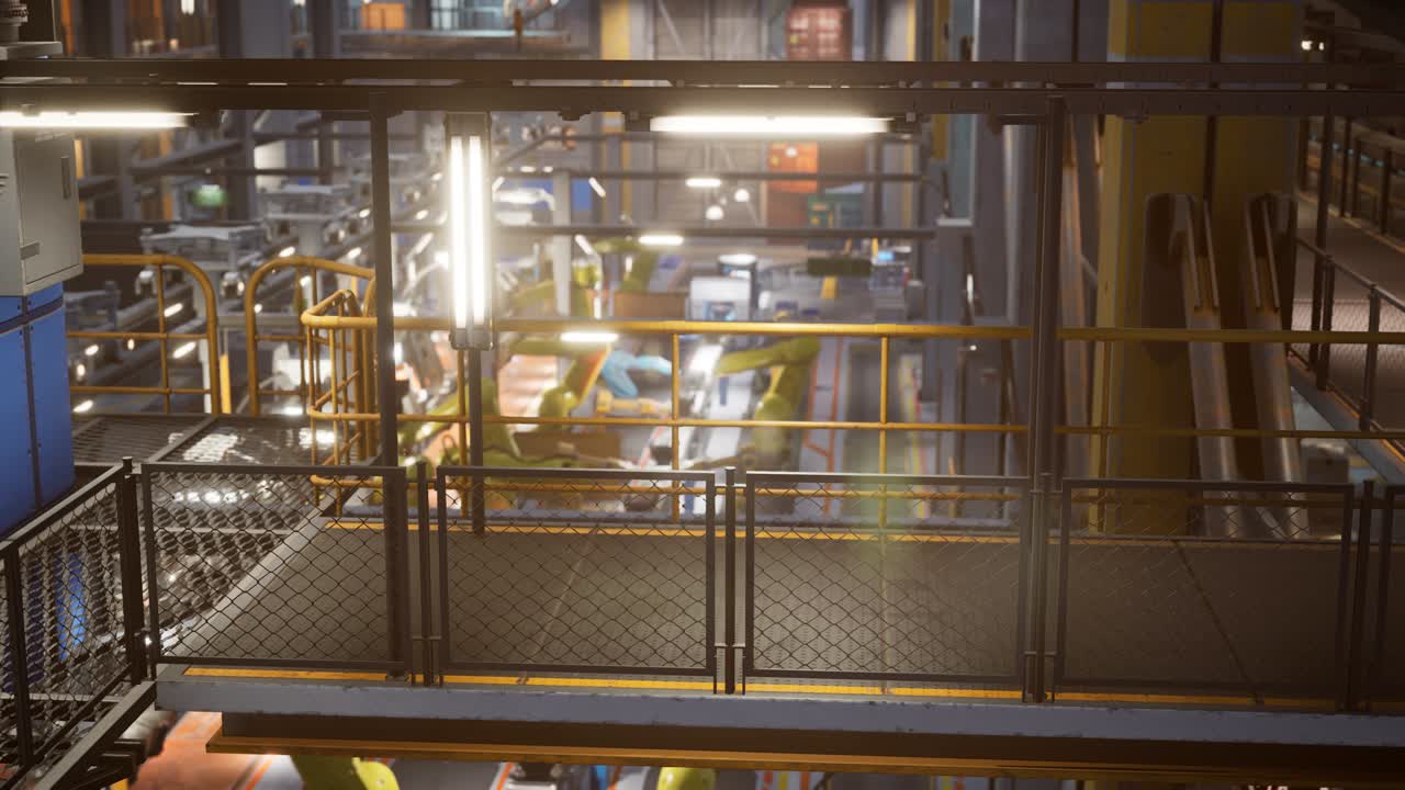 interior de una fábrica de automóviles con una línea de producción