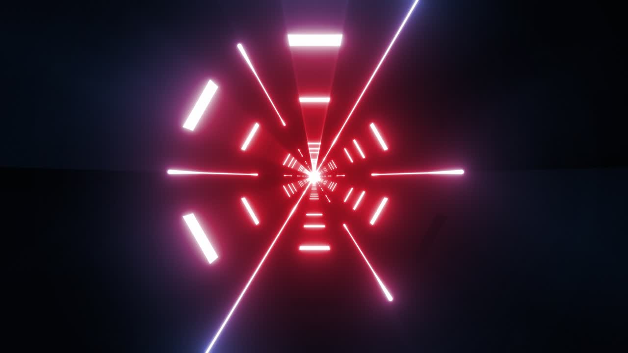 prospettiva del tunnel al neon