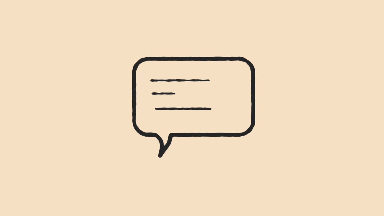 Animation of pencil and speech bubble on beige background