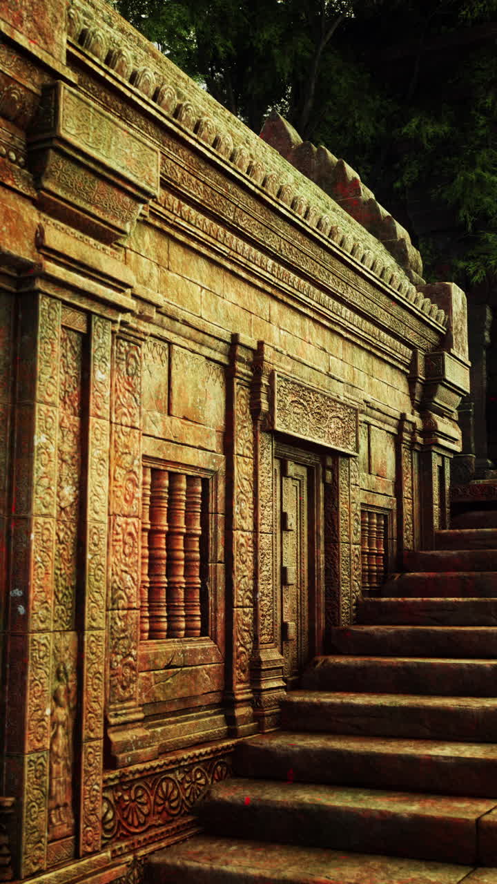 entrada del templo antiguo con tallas de piedra ornamentadas