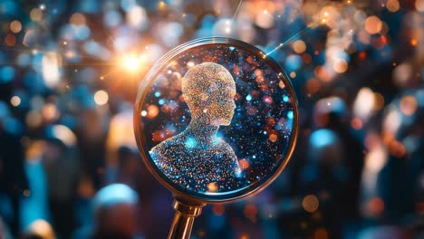 magnified profile in a crowd