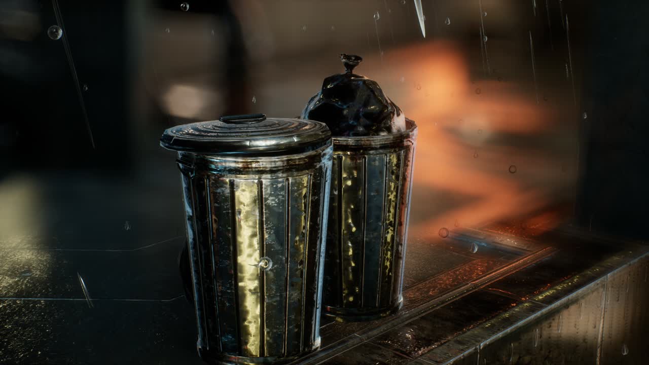 비가 오는 밤에 구시가지의 거리