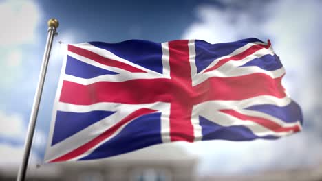 united kingdom flag waving slow motion 3d rendering blue sky background - seamless loop 4k