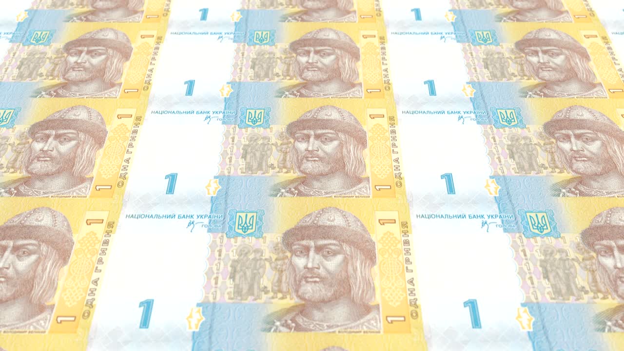 우크라이나의 한 우크라이나 그리브니아의 지폐, 현금, 루프