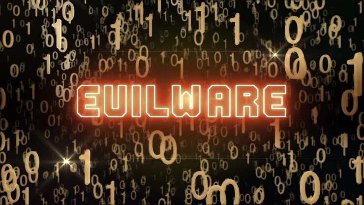 Golden Evilware concept with digital code