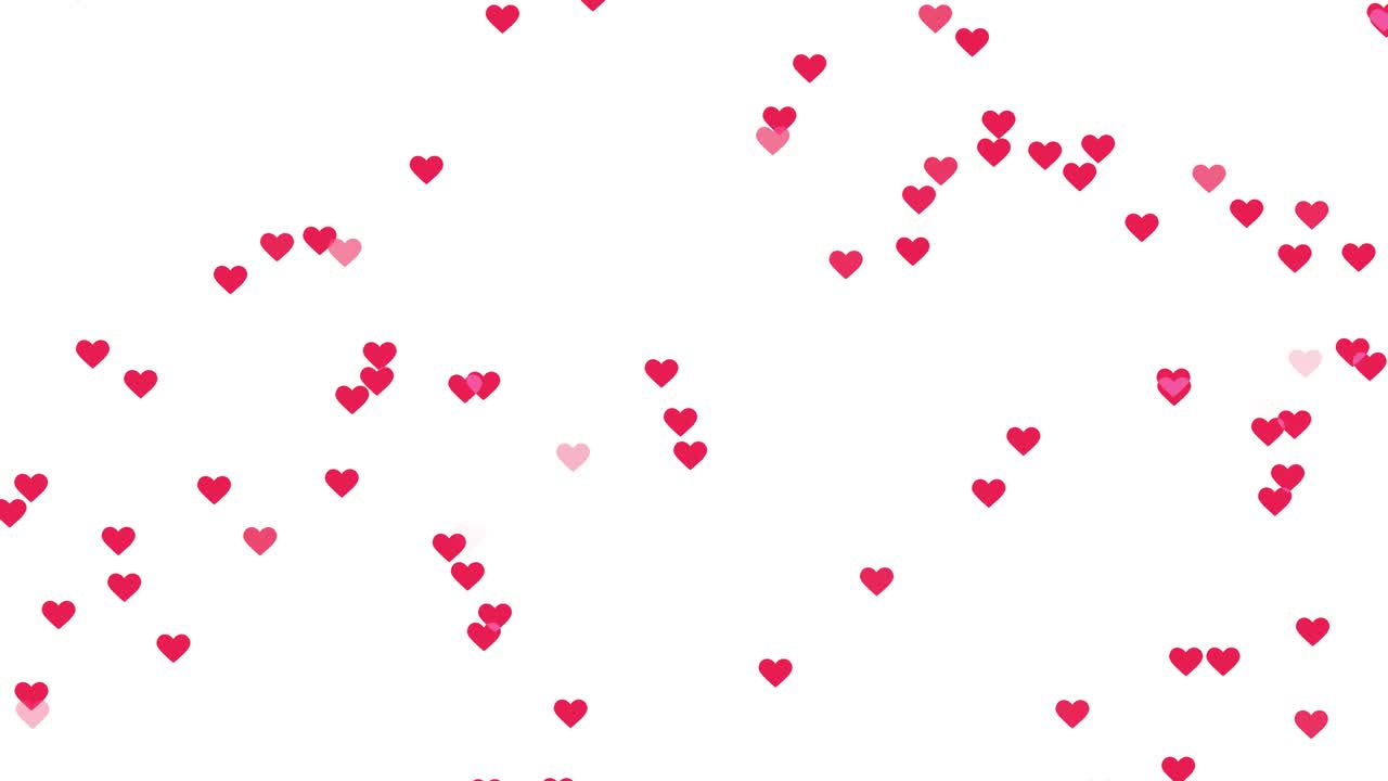 animación en bucle moviéndose lentamente hacia arriba rosa como iconos corazones sobre un fondo transparente.