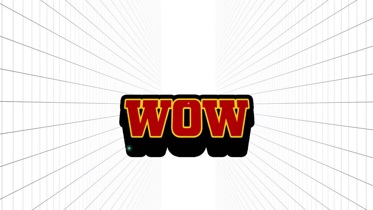 디지털 화이트 추상 공간에서 와우의 애니메이션