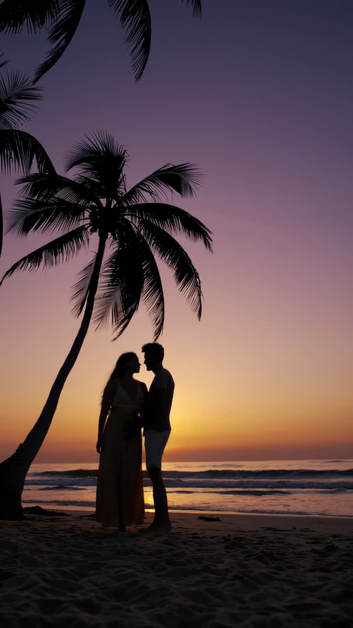 Couple Silhouette at Sunset Beach