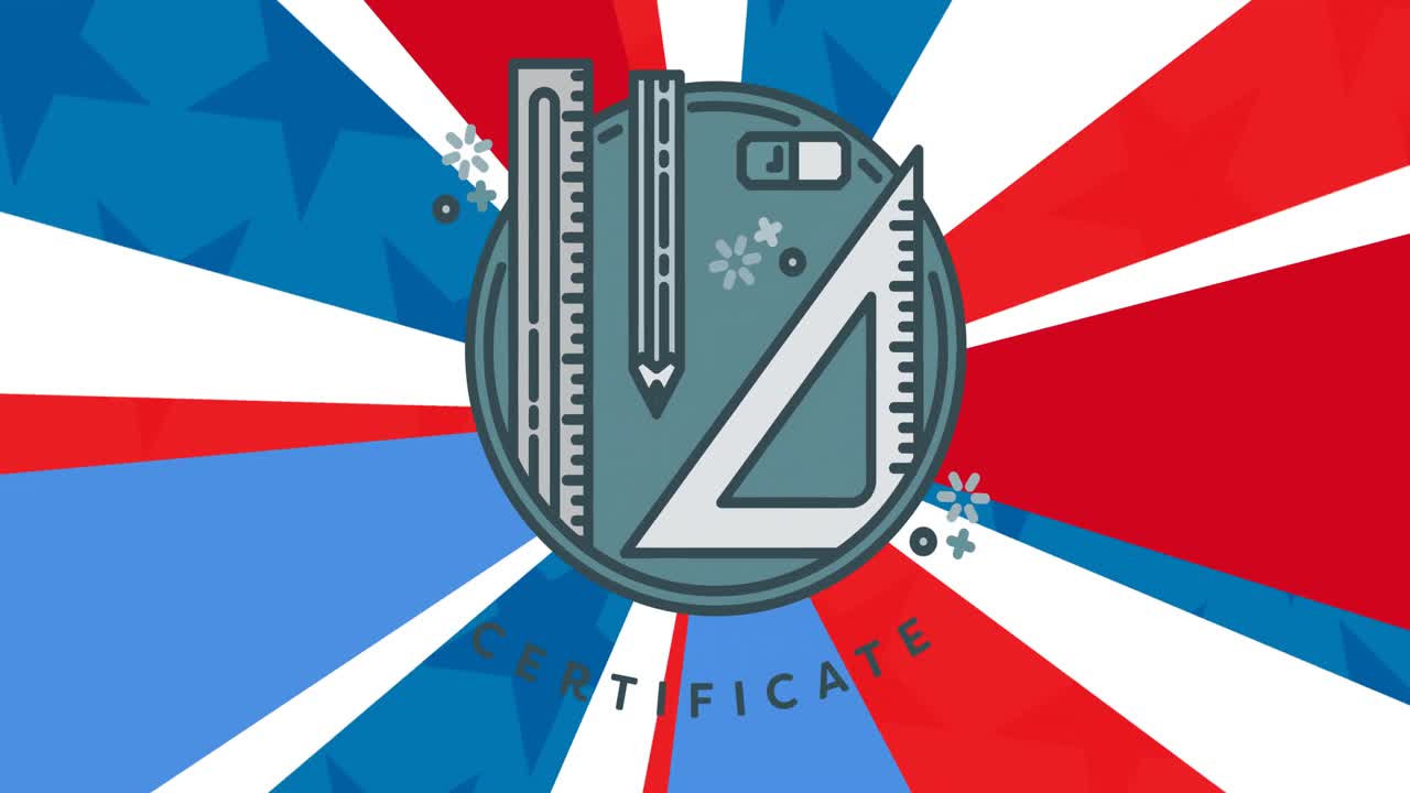 회전하는 빛나는 빨간색,  ⁇ 색 및 파란색 선 위에 설정된 기하학의 애니메이션