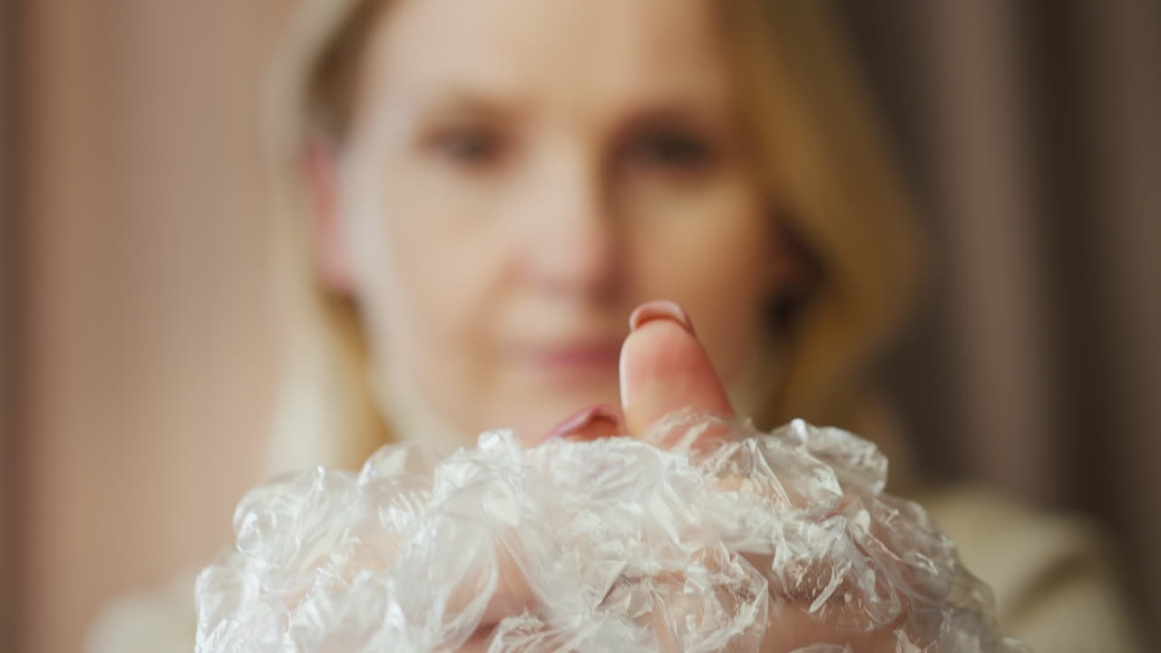 버블랩을 터뜨리는 여자 2