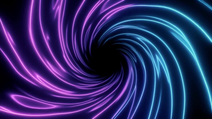 Dynamic Swirling Neon Lines Tunnel in Purple and Blue