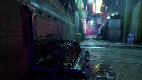 cyberpunk alleyway at night