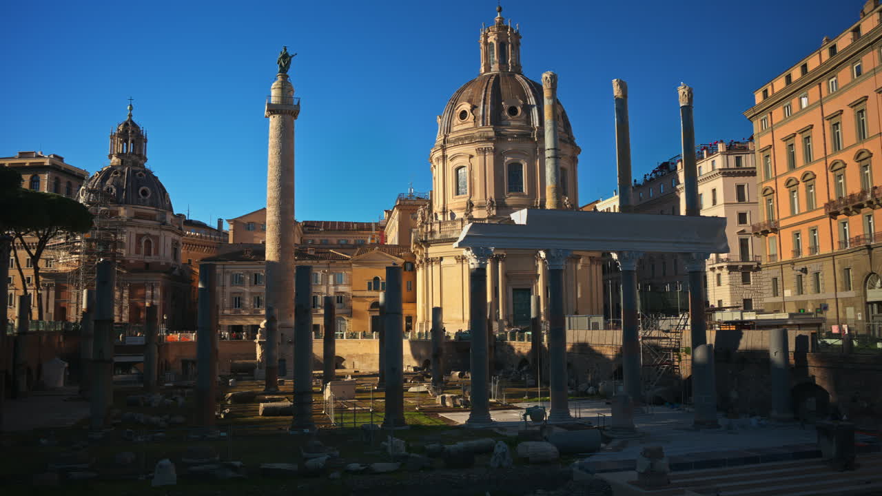 Ruins of the Roman Forum at sunset in Rome, Italy