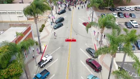 Aerial-Shot-Of-Chumash-American-Indian-Protest-Against-Father-Junipero-Serra-Statue-In-Front-Of-City-Hall-Ventura-California-3