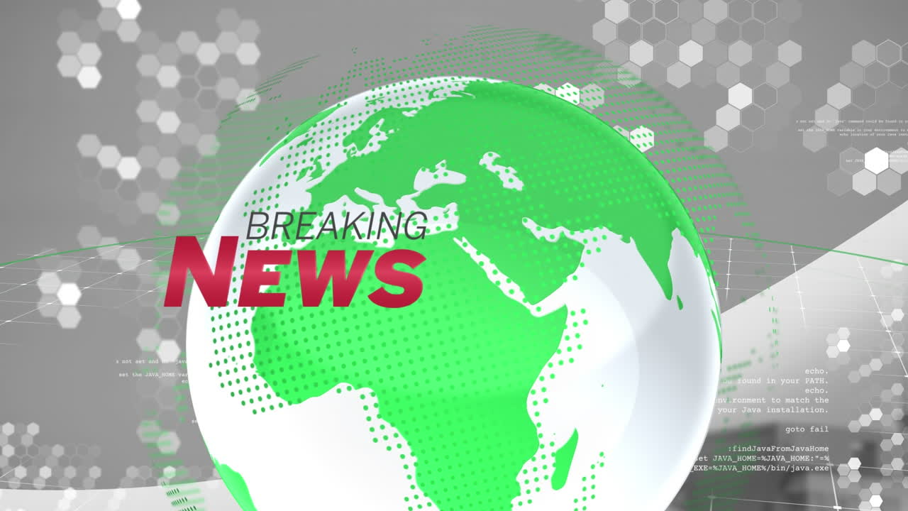 animación de texto de noticias de última hora sobre el globo y el paisaje urbano