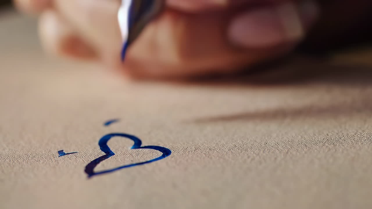 Hand Writing a Heart with a Fountain Pen