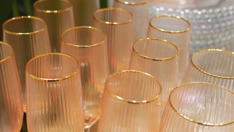 elegant pink wine glasses with gold rim