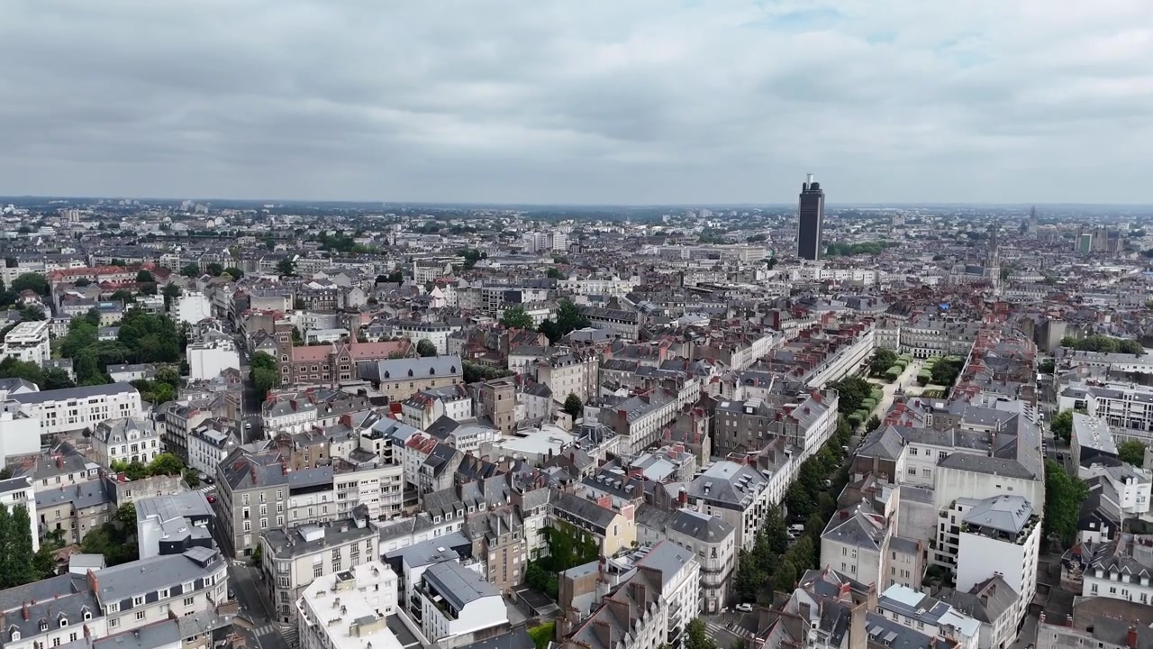 Nantes centrum Frankrig luftfoto fra drone