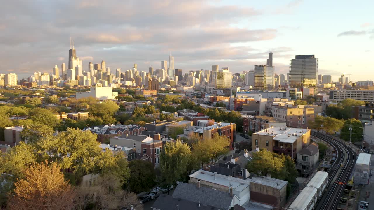 imágenes aéreas de drones de octubre de chicago, illinois