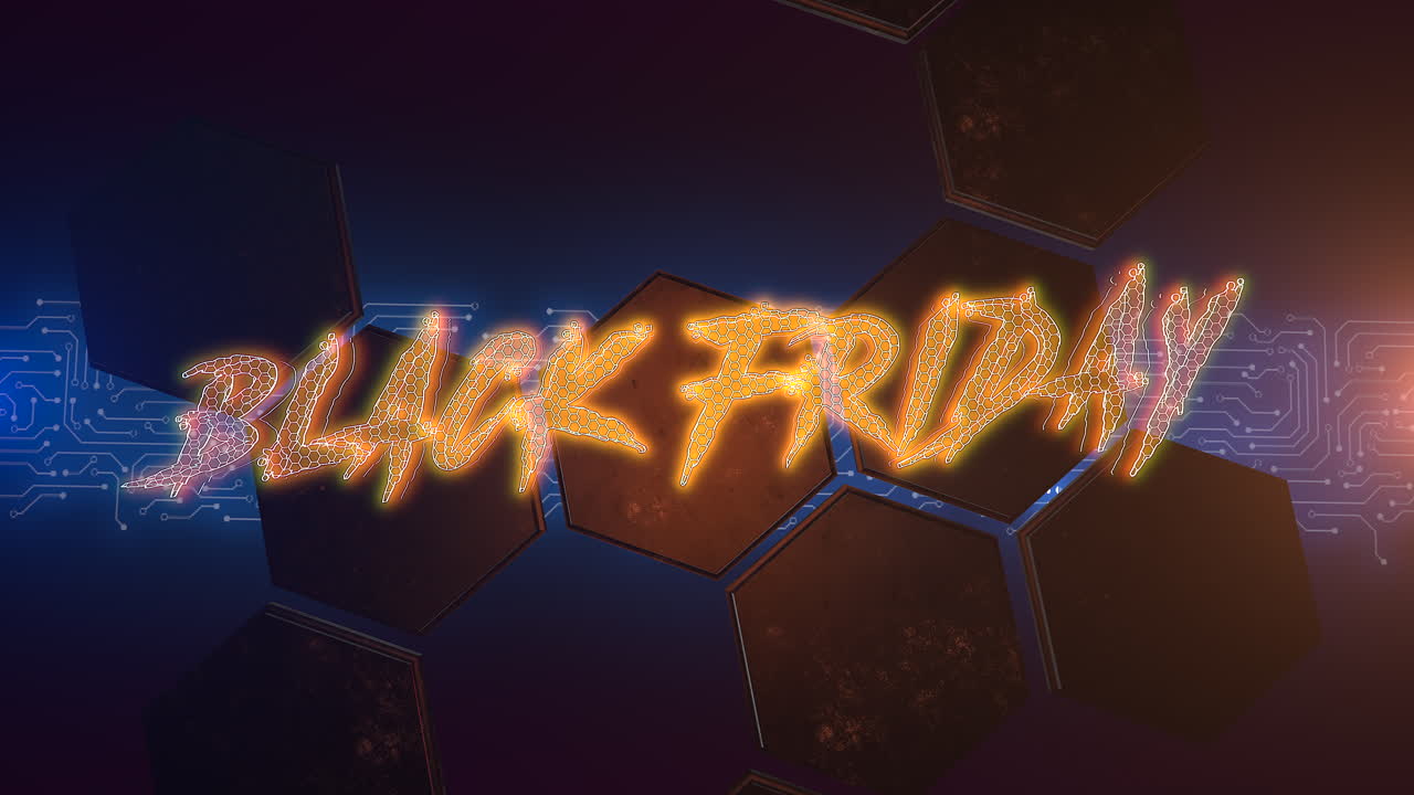 사이버 펑크 그리드와 숫자가 있는 검은 금요일