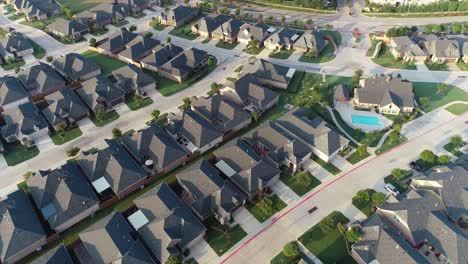 Aerial-flight-over-neighborhood-in-Keller-Texas