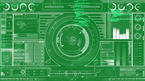 animación del procesamiento de datos sobre un fondo verde