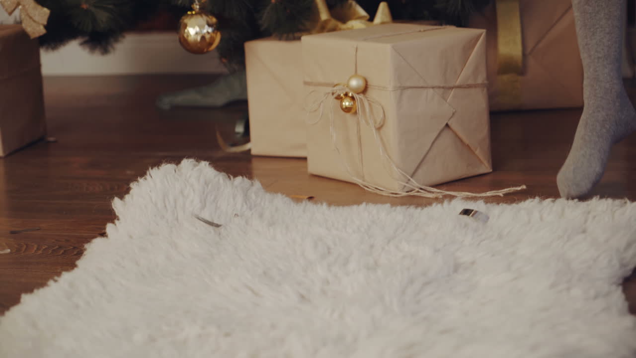 Woman with presents. Christmas woman with happy face and presents at New Year