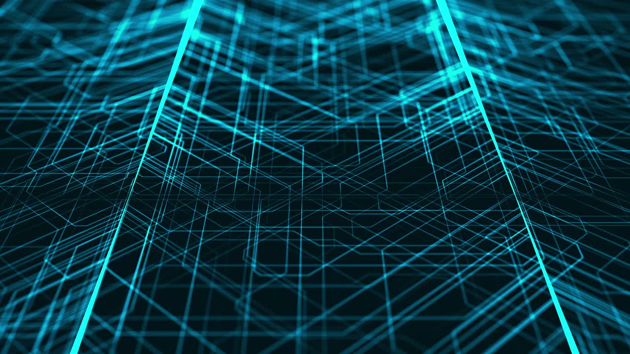 Blue lines drawn random and create an abstract image of a circuit board
