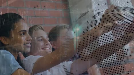 animación del procesamiento de datos en diversos estudiantes que utilizan tableta