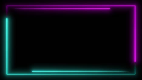 neon frame. abstract neon frame blue and purple looped animation. led frame with space. glowing line loop.