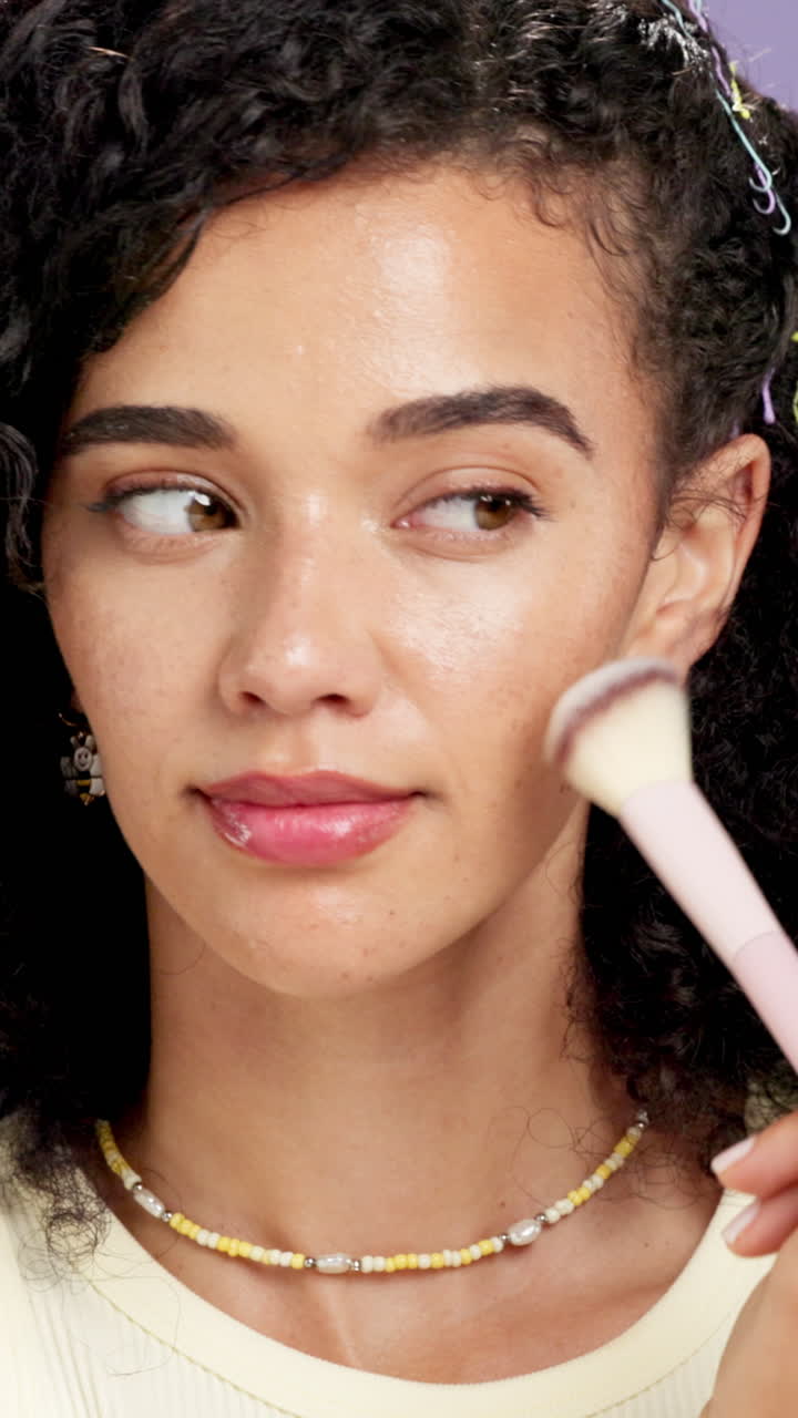 Makeup application on a woman's face