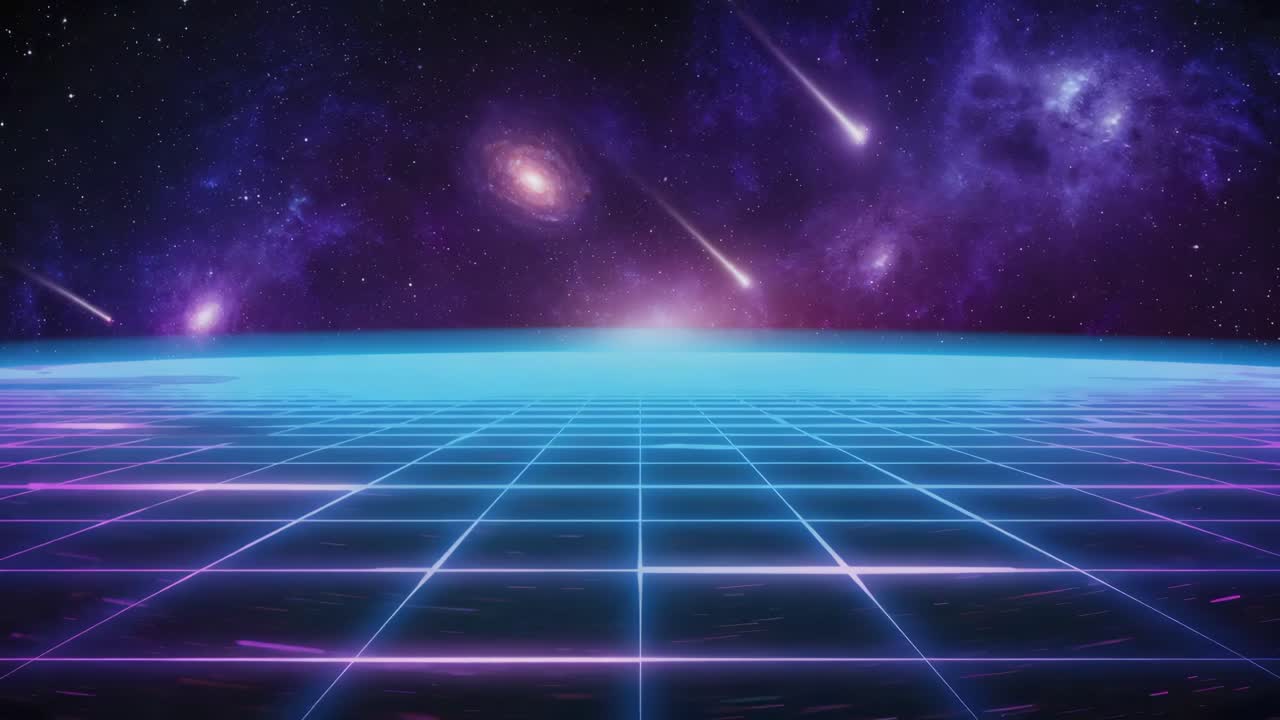 Retro Galaxy with Meteors