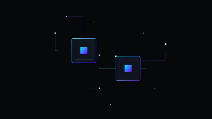 Abstract Digital Network Connection with Glowing Data Nodes