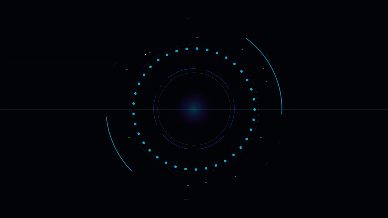 Abstract Digital HUD Interface with Rotating Circular Elements