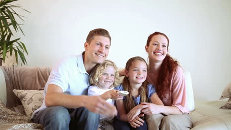 family watching the television