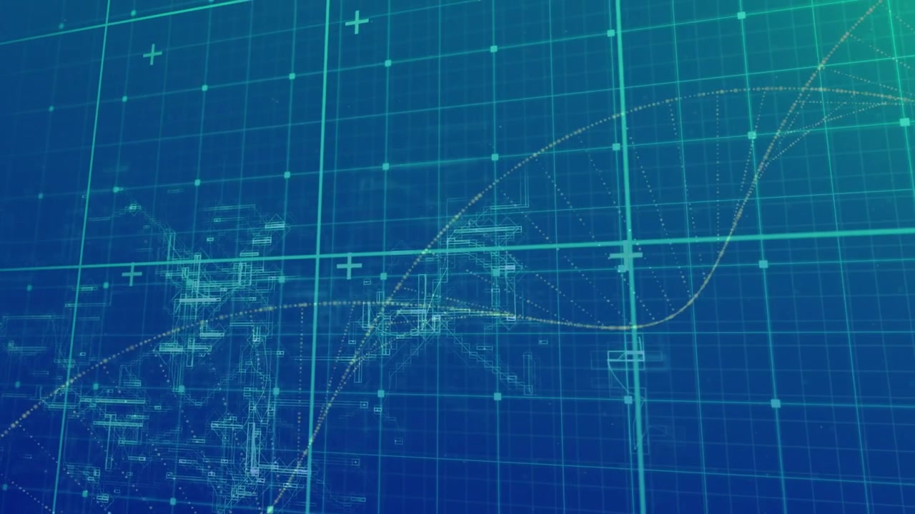 Animation of network of connections and data in digital space