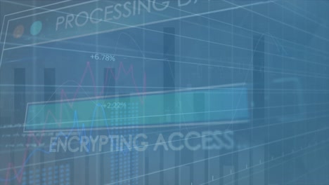 animation of data processing over blue background