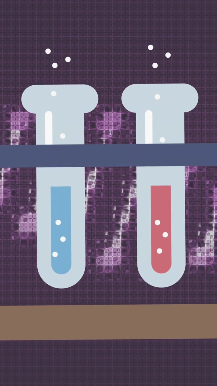 Animation of chemistry school icon and dna strand on purple background