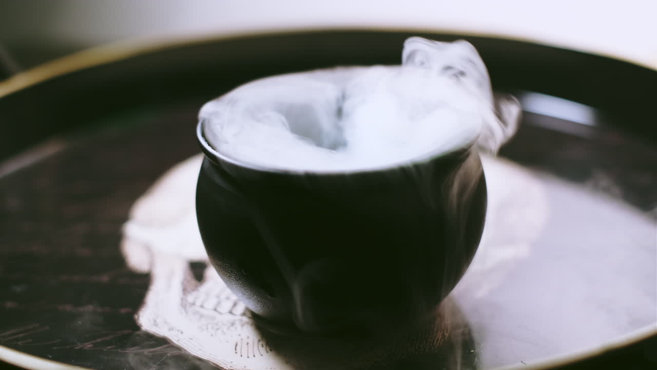 caldero de bruja burbujeante con poción verde en una espeluznante escena de halloween