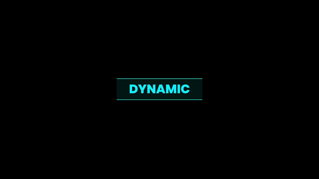 Dynamic blue text inside framing box title animation isolated on black background