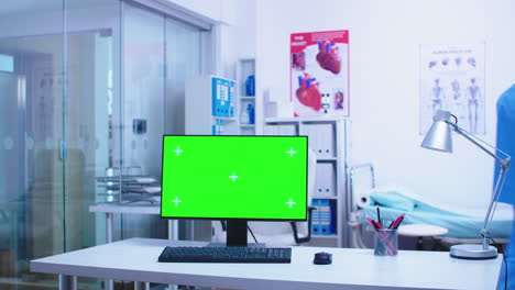 chroma key on computer in hospital cabinet