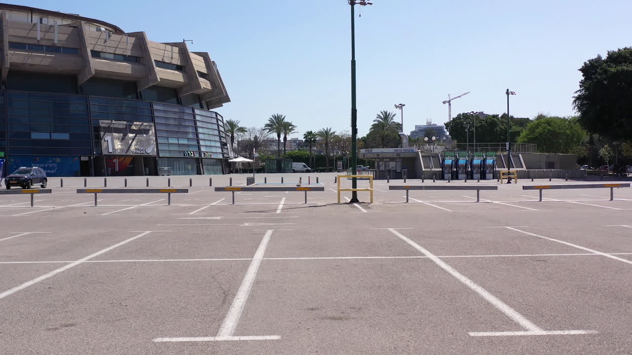 Parking lot with building in the background